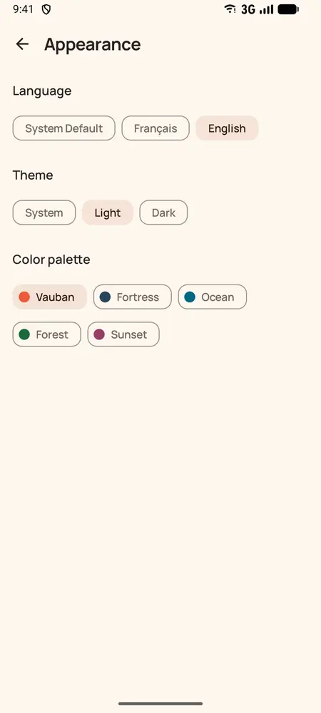 Appearance and colour palettes