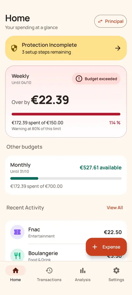 Dashboard: budget exceeded