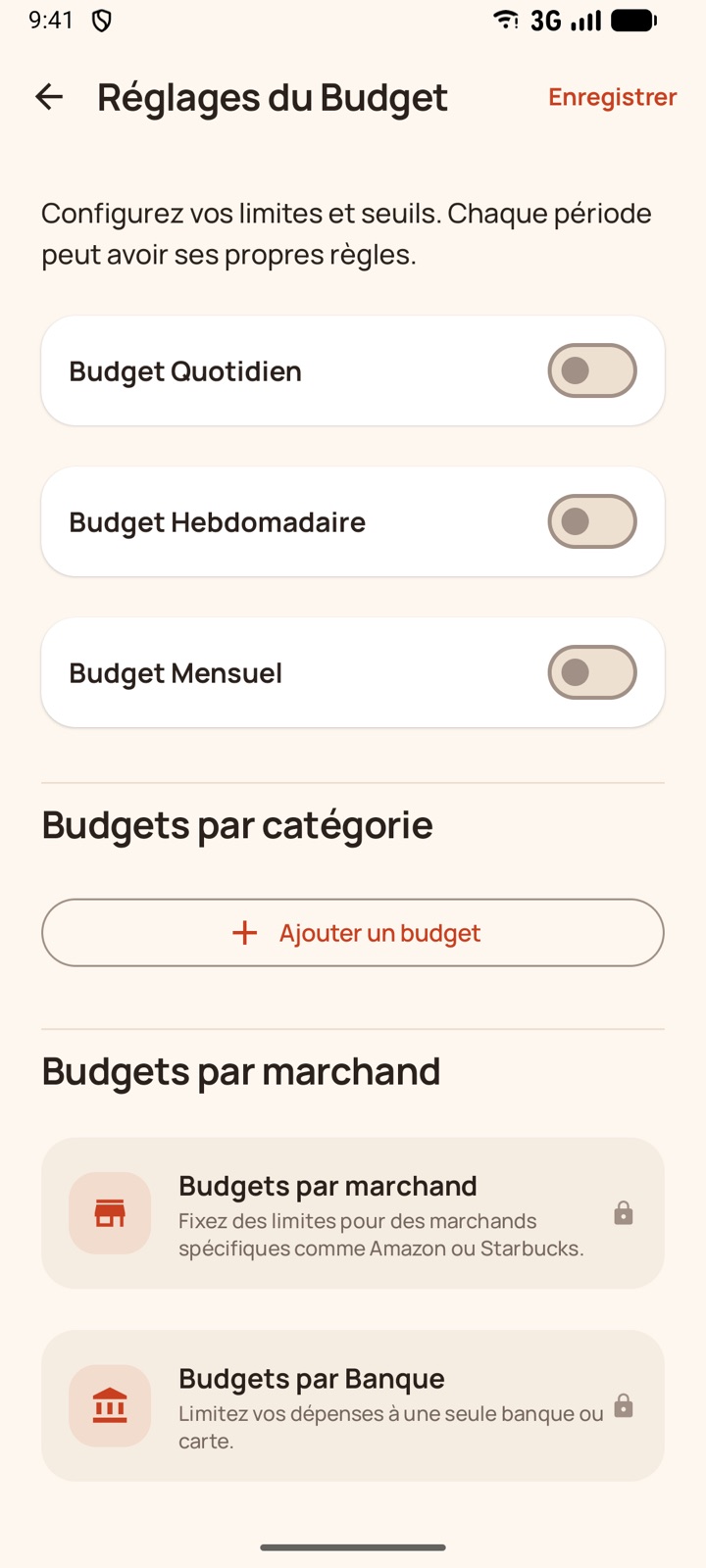 Budgets à votre rythme