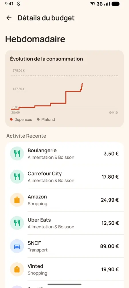 Détail d'un budget (thème clair)