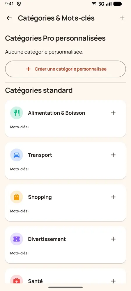 Catégories de dépenses