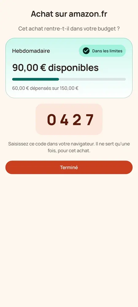 Vauban Guard Web : code de déblocage d'un achat